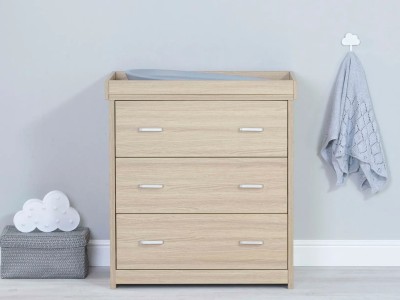 Babymore Luno 3 Piece Room Set with Drawer - Oak