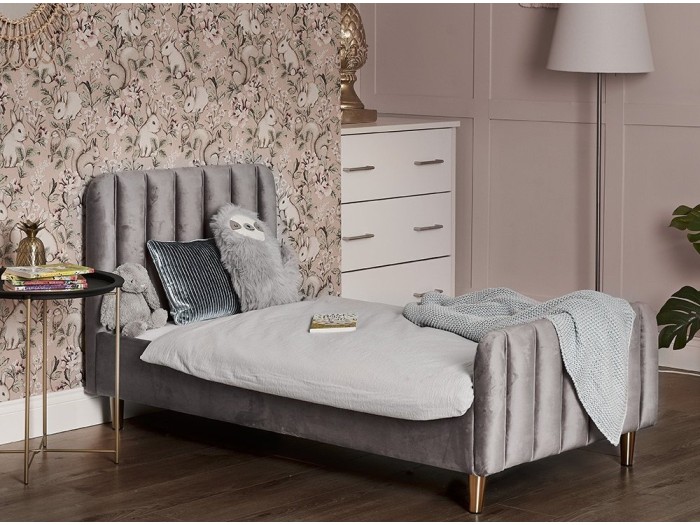 Obaby Gatsby Velvet Toddler Bed - Velvet Grey