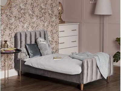 Obaby Gatsby Velvet Single Bed - Velvet Grey