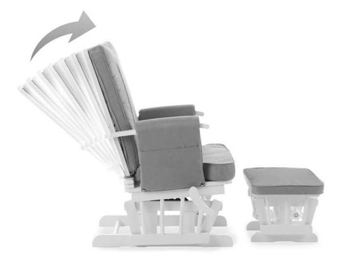 Obaby Deluxe Reclining Glider Chair And Stool - White with Grey Cushion