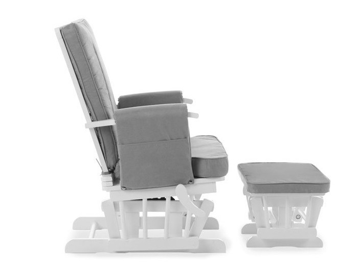 Obaby Deluxe Reclining Glider Chair And Stool - White with Grey Cushion