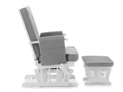 Obaby Deluxe Reclining Glider Chair And Stool - White with Grey Cushion