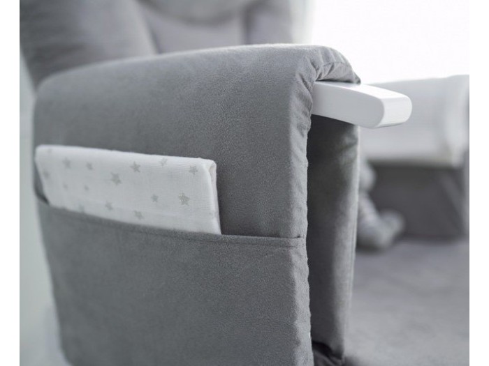 Obaby Deluxe Reclining Glider Chair And Stool - White with Grey Cushion