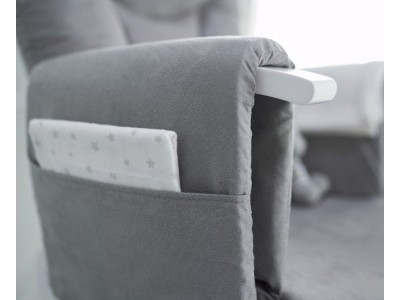 Obaby Deluxe Reclining Glider Chair And Stool - White with Grey Cushion