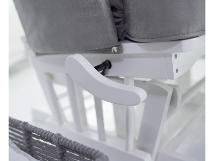 Obaby Deluxe Reclining Glider Chair And Stool - White with Grey Cushion