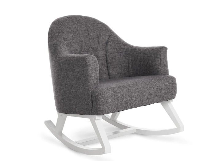 Obaby Round Back Rocking Chair - White with Grey Cushions
