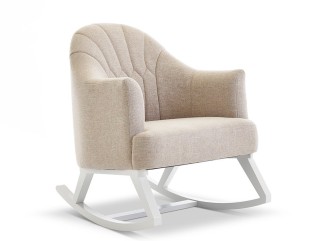 Obaby Round Back Rocking Chair - White with Oatmeal Cushions 2