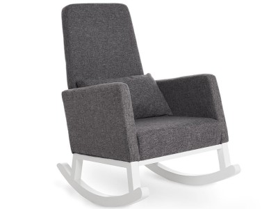Obaby High Back Rocking Chair - White with Grey Cushions