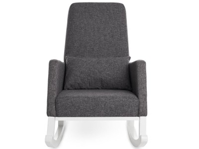 Obaby High Back Rocking Chair - White with Grey Cushions