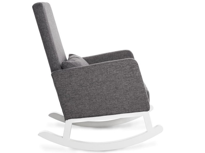 Obaby High Back Rocking Chair - White with Grey Cushions