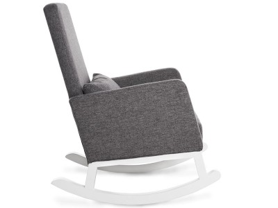 Obaby High Back Rocking Chair - White with Grey Cushions