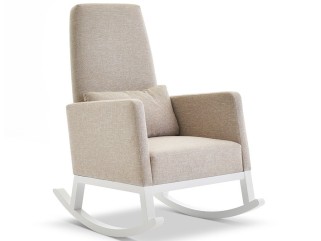 Obaby High Back Rocking Chair - White with Oatmeal Cushions 2