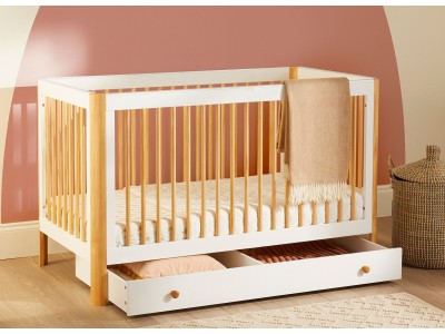 Ickle Bubba Tenby Cot Bed and Under Drawer - Scandi White