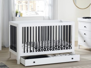 Ickle Bubba Tenby Cot Bed, Under Drawer and Changing Unit - Mono