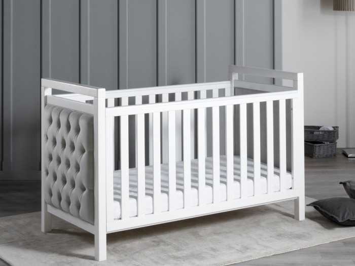 Babymore Velvet Deluxe Cot Bed – White