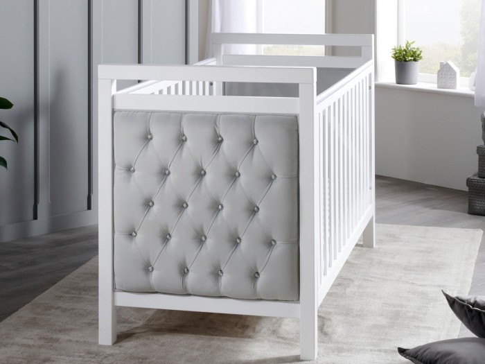Babymore Velvet Deluxe Cot Bed – White
