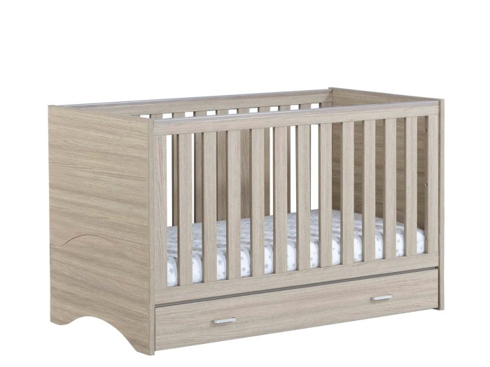 Babymore Veni Cot Bed With Drawer - Oak