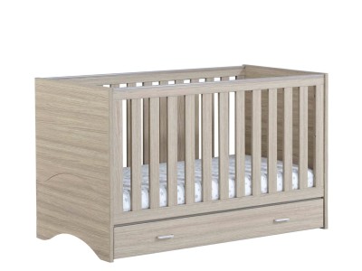 Babymore Veni Cot Bed With Drawer - Oak