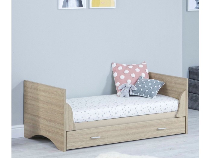 Babymore Veni Cot Bed With Drawer - Oak