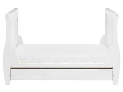 Babymore Stella Sleigh Drop Side Cot Bed – White