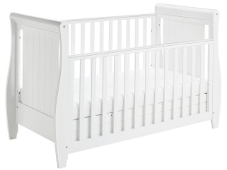 Babymore Stella Sleigh Drop Side Cot Bed – White 2
