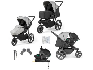Ickle Bubba Venus Prime Jogger I-Size Travel System with Newborn Cocoon & Isofix Base (Stratus)