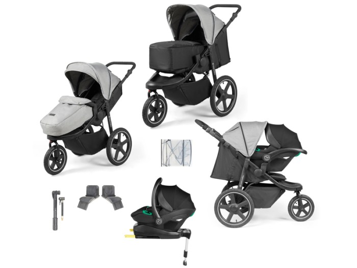 Ickle Bubba Venus Prime Jogger I-Size Travel System with Newborn Cocoon & Isofix Base (Stratus)