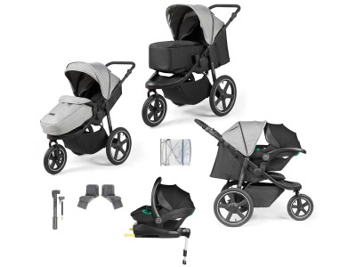 Ickle Bubba Venus Prime Jogger I-Size Travel System with Newborn Cocoon & Isofix Base (Stratus)