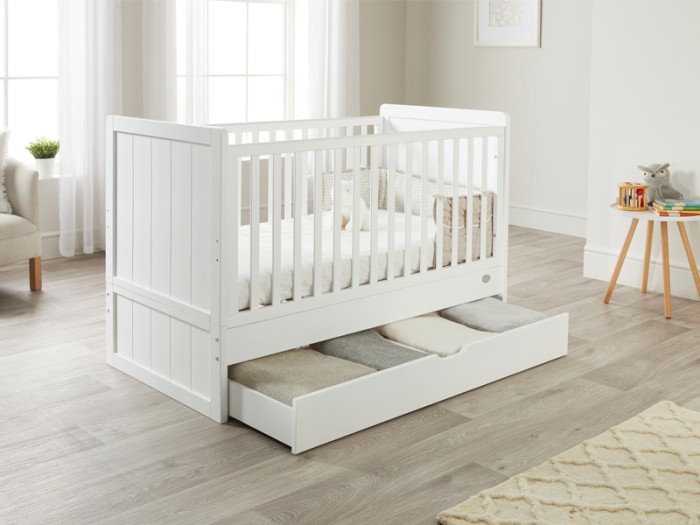 ABI cot bed | White cotbed | toddler bed | cotbed with drawer storage