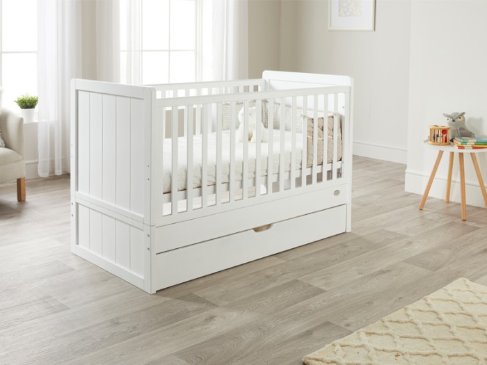 ABI cot bed | White cotbed | toddler bed | cotbed with drawer storage