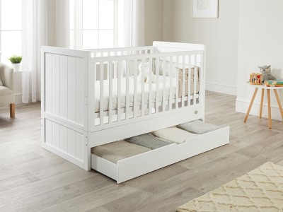 ABI cot bed | White cotbed | toddler bed | cotbed with drawer storage