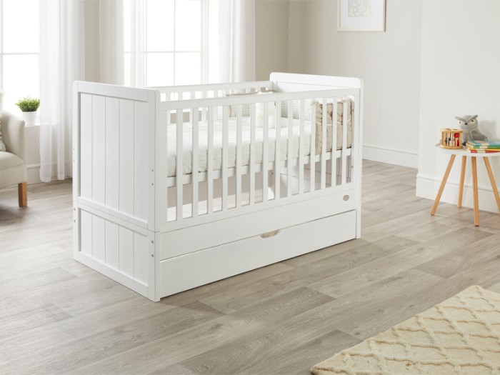 ABI cot bed | White cotbed | toddler bed | cotbed with drawer storage