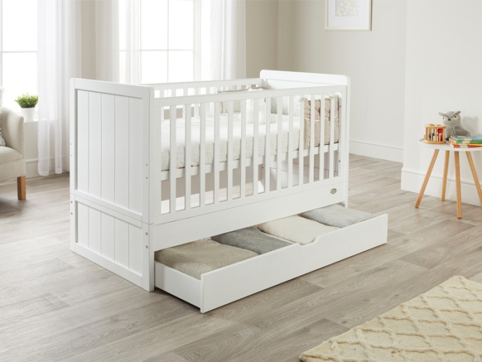 ABI cot bed | White cotbed | toddler bed | cotbed with drawer storage
