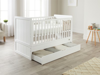 ABI cot bed | White cotbed | toddler bed | cotbed with drawer storage