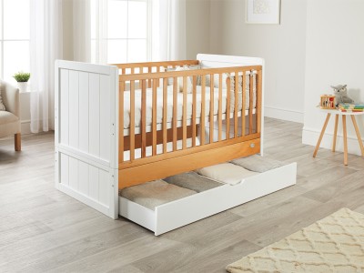 ABI cot bed | White-Natural | toddler bed | cotbed with drawer storage