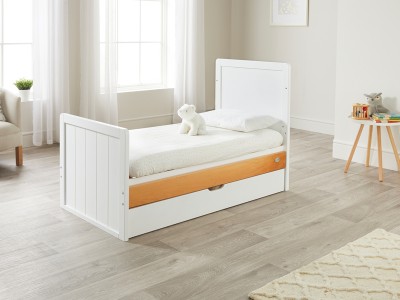 ABI cot bed | White-Natural | toddler bed | cotbed with drawer storage