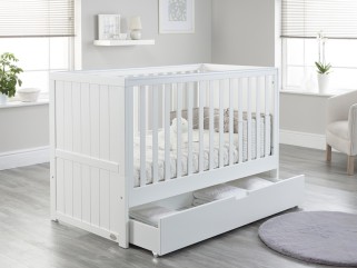 Jo Modern Cot Bed in White Converts to Toddler Bed Frame 2