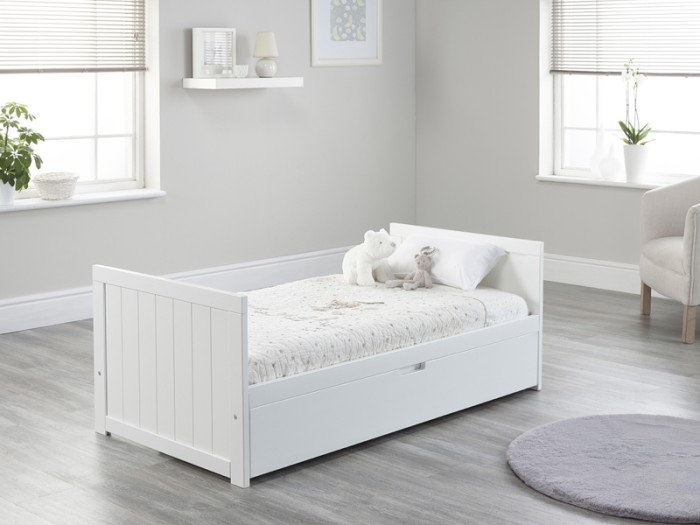 Jo Modern Cot Bed in White Converts to Toddler Bed Frame