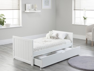 Jo Modern Cot Bed in White Converts to Toddler Bed Frame