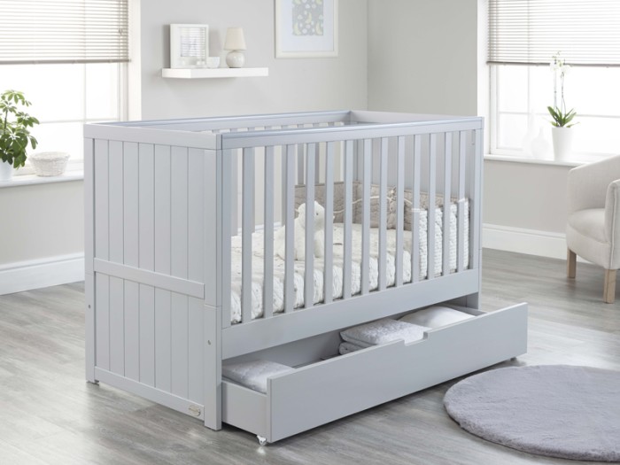 Jo Modern Cot Bed in Grey converts to Toddler Bed