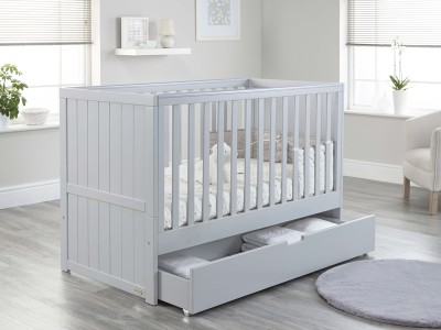 Jo Modern Cot Bed in Grey converts to Toddler Bed