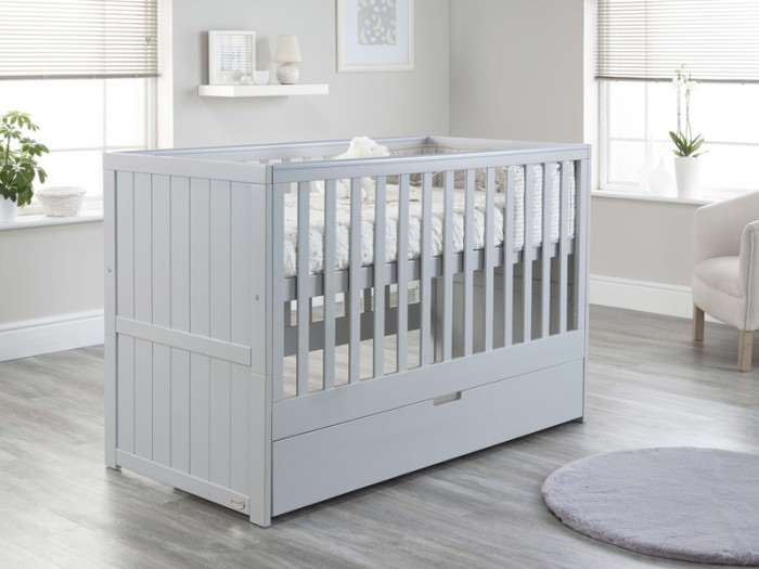 Jo Modern Cot Bed in Grey converts to Toddler Bed
