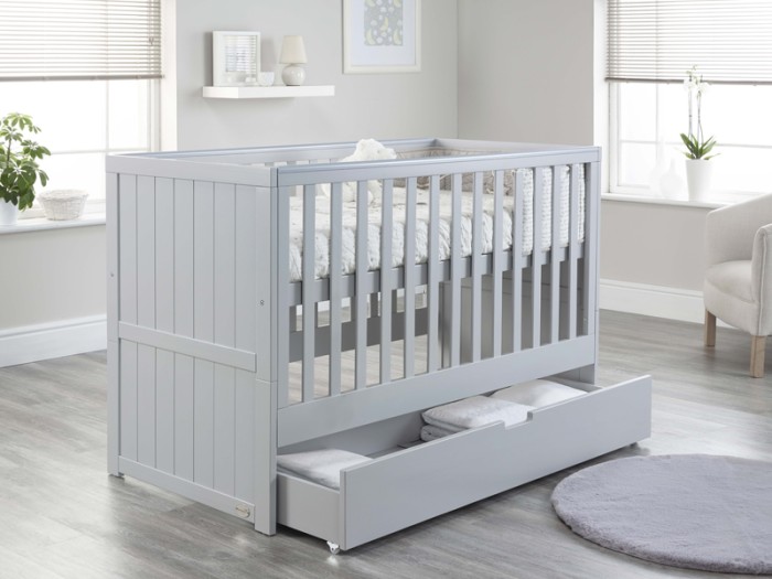 Jo Modern Cot Bed in Grey converts to Toddler Bed