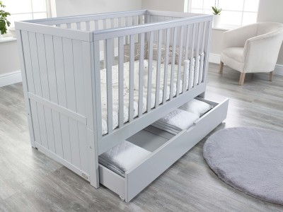 Jo Modern Cot Bed in Grey converts to Toddler Bed