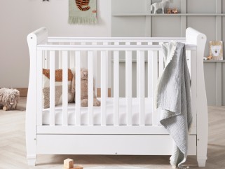 Babymore Eva Sleigh Drop Side Cot Bed - White 2