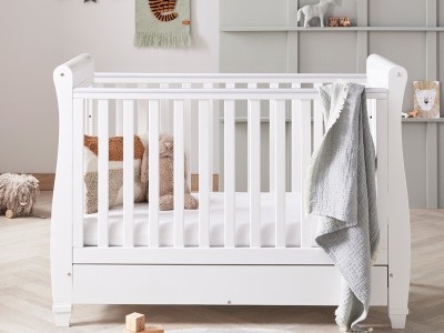 Babymore Eva Sleigh Drop Side Cot Bed - White