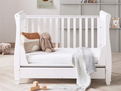 Babymore Eva Sleigh Drop Side Cot Bed - White