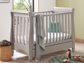 Babymore Eva Sleigh Drop Side Cot Bed - Grey