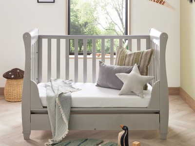 Babymore Eva Sleigh Drop Side Cot Bed - Grey