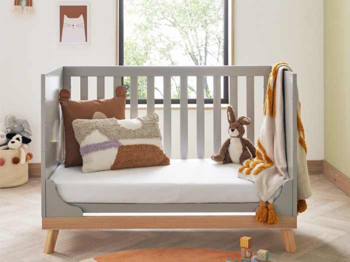 Babymore Mona Mini Cot Bed - Grey